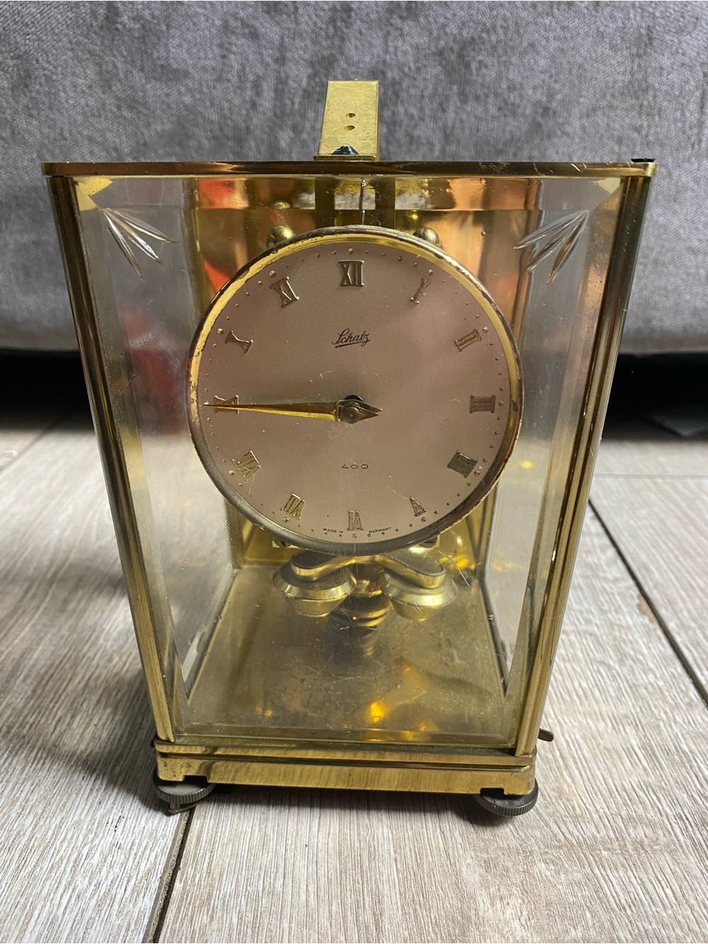 Vintage 1953 Schatz Germany 400 Day Anniversary Table Clock Jewel No Key/Top